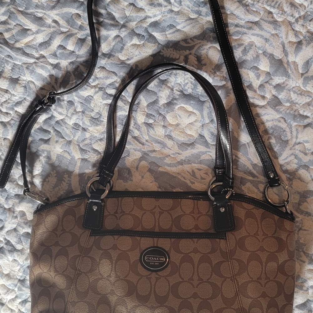 Coach Brown and Black Signature Shoulder Bag NEW Without Tags